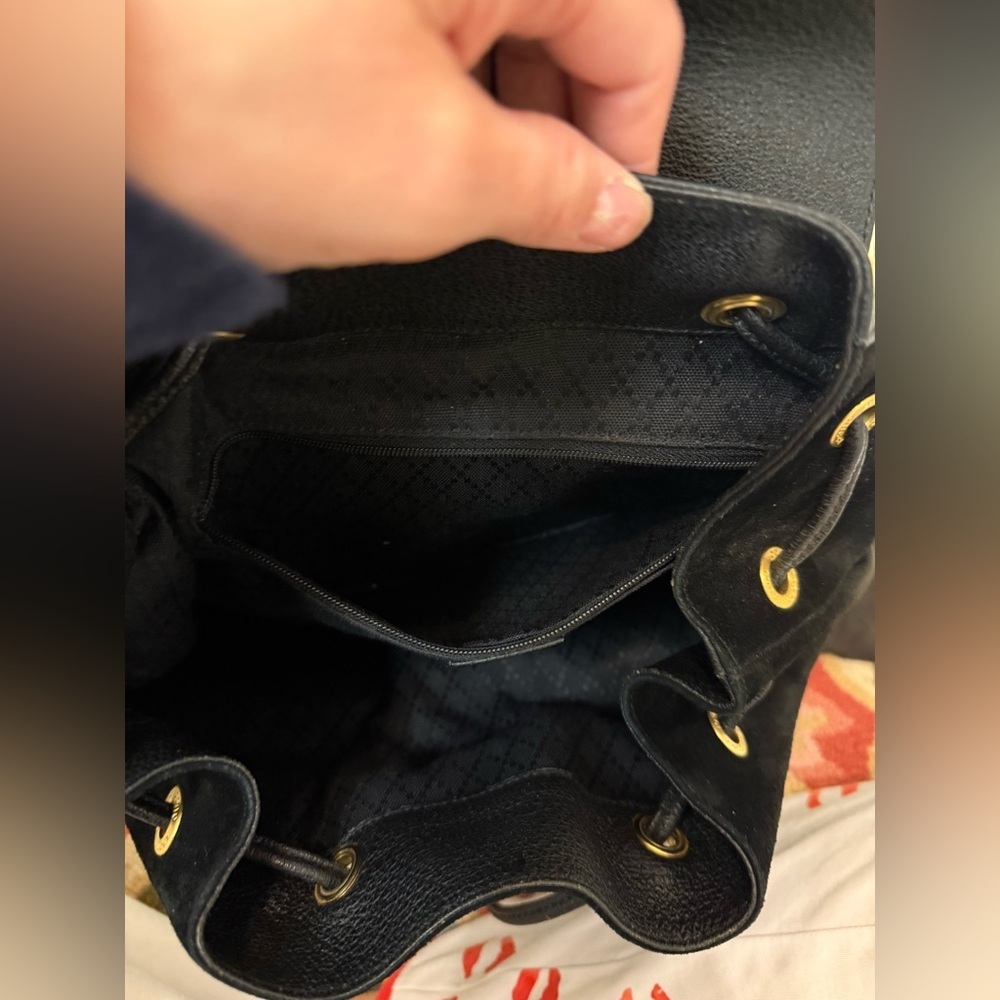 GUCCI‎ Vintage Y2K Unisex Black Suede & Leather Trim Bamboo Medium Backpack - Picture 16 of 16